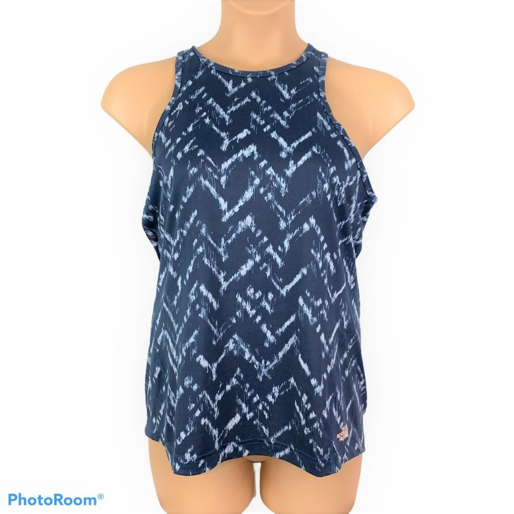 THE NORTH FACE Navy Blue On The Go Tank Flashdry Chevron